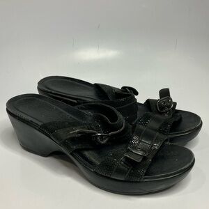Dansko black slide‎ sandals size 40